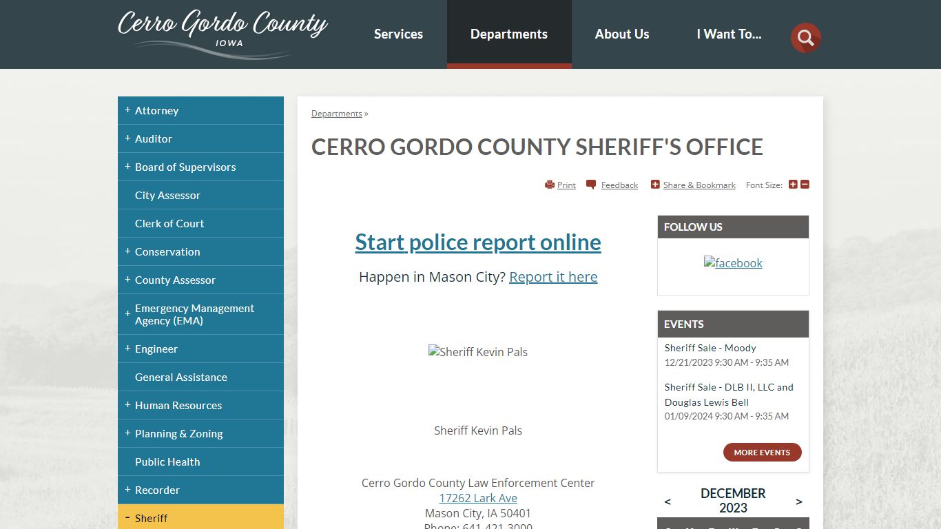 Cerro Gordo County Sheriff's Office | Cerro Gordo County, IA