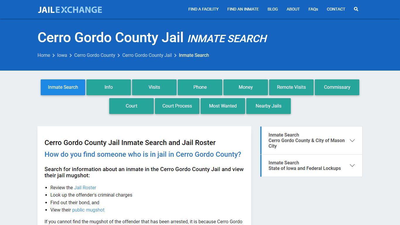 Inmate Search: Roster & Mugshots - Cerro Gordo County Jail, IA